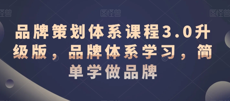 品牌策划体系课程3.0升级版，品牌体系学习，简单学做品牌-萝卜兔资源站