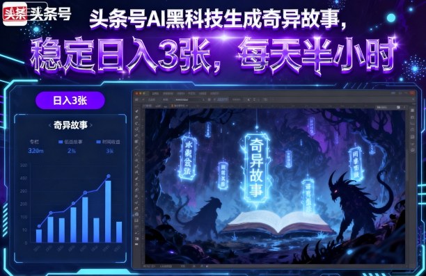 头条号AI黑科技生成奇异故事，稳定日入3张，每天半小时-萝卜兔资源站