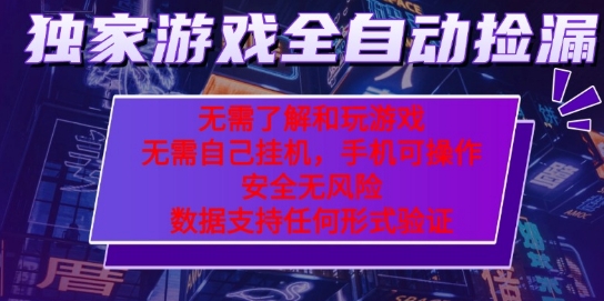 游戏全自动捡漏项目，最新独家玩法，每天操作几十分钟，无任何难度，当天见收益【揭秘】-萝卜兔资源站