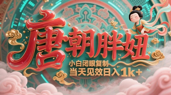 用AI克隆“唐朝胖妞”日更3条，平台疯狂推流，小白闭眼复制，当天见效，日入1k+-萝卜兔资源站