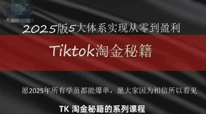 TikTok跨境2025淘金秘籍，​2025TikTok从0到盈利变现-萝卜兔资源站