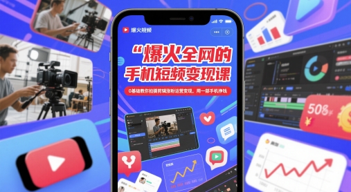 爆火全网的手机短视频变现课，0基础教你拍摄剪辑涨粉运营变现，用一部手机挣钱-萝卜兔资源站