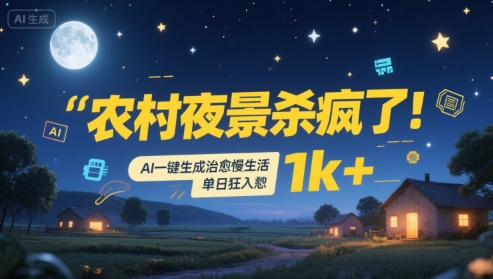 农村夜景杀疯了！AI一键生成治愈系慢生活，单日狂入1k+-萝卜兔资源站