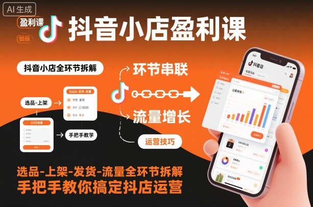 抖音小店盈利课-选品-上架-发货-流量全环节拆解,手把手教你搞定抖店运营-萝卜兔资源站