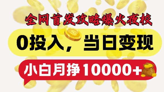 全网首发爆火夜校，0投入，当日变现，小白轻松月入1w+【揭秘】-萝卜兔资源站