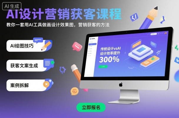 AI设计营销获客课程，教你一套用AI工具做画设计效果图，营销获客的方法-萝卜兔资源站