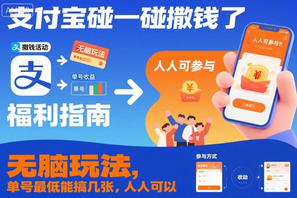支付宝碰一碰撒钱了,无脑玩法,单号最低能搞几张,人人可以撸【揭秘】-萝卜兔资源站