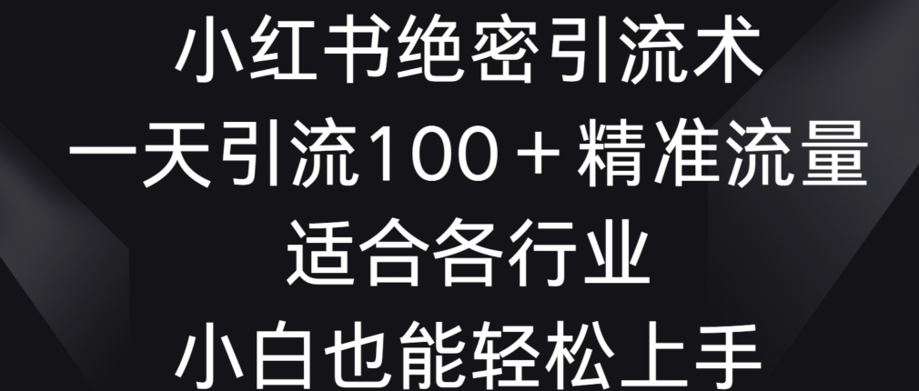 小红书绝密引流术，一天引流100+精准流量，适合各个行业，小白也能轻松上手【揭秘】-萝卜兔资源站