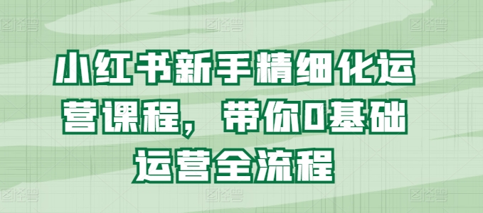 小红书新手精细化运营课程，带你0基础运营全流程-萝卜兔资源站