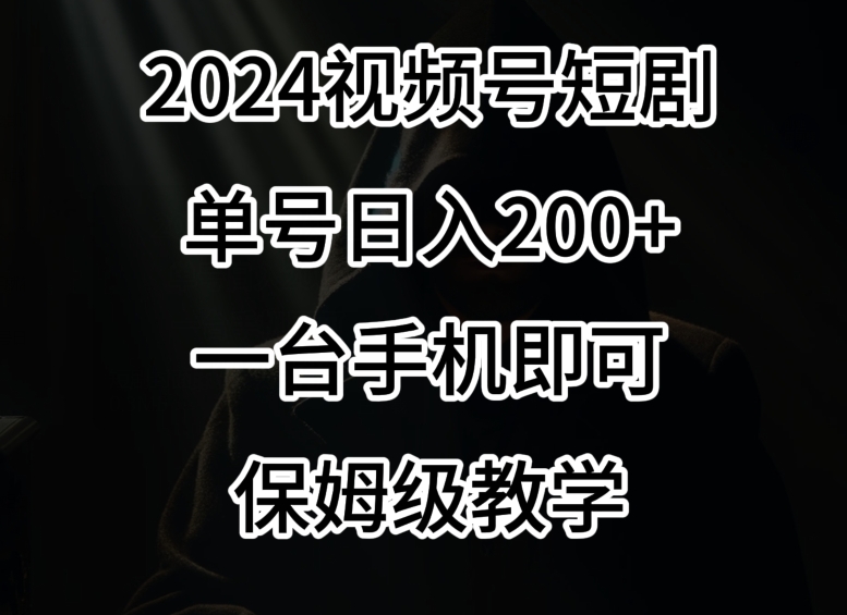 2024风口，视频号短剧，单号日入200+，一台手机即可操作，保姆级教学【揭秘】-萝卜兔资源站