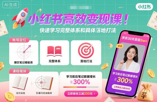 小红书高效变现课，快速学习小红书完整体系和具体落地打法-萝卜兔资源站