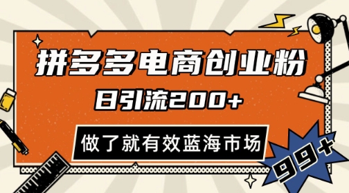 拼多多引流电商创业粉，日引200+，可矩阵放大，做了就有效【揭秘】-萝卜兔资源站