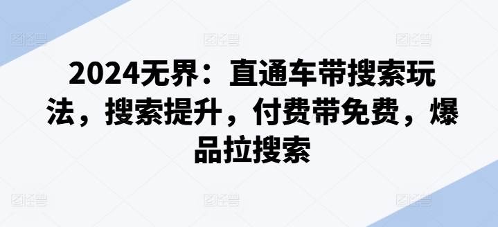 2024无界：直通车带搜索玩法，搜索提升，付费带免费，爆品拉搜索-萝卜兔资源站