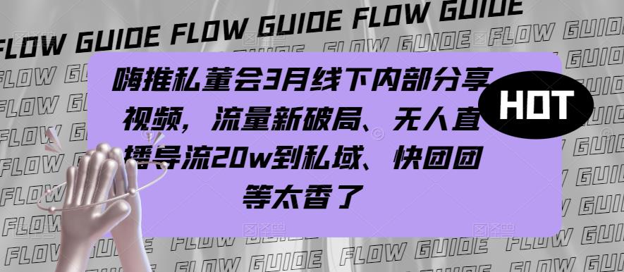 嗨推私董会3月线下内部分享视频，流量新破局、无人直播导流20w到私域、快团团等太香了【揭秘】-萝卜兔资源站