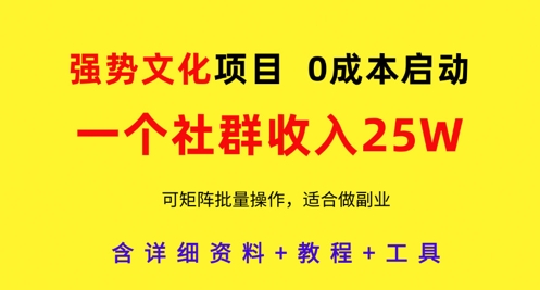 强势文化项目，一个社群收入25个W，0成本启动，可矩阵批量操作，原创详细实操教程-萝卜兔资源站