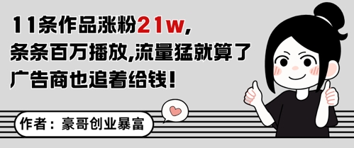 11条作品涨粉21W，条条百W播放，流量猛就算了，广告商也追着给钱-萝卜兔资源站