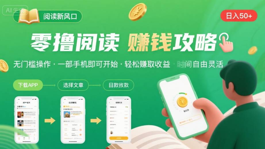 零撸阅读新风口，无门槛轻松挣，一部手机，日入 50-3张【揭秘】-萝卜兔资源站