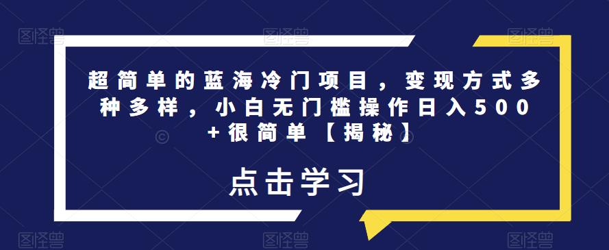超简单的蓝海冷门项目，变现方式多种多样，小白无门槛操作日入500+很简单【揭秘】-萝卜兔资源站
