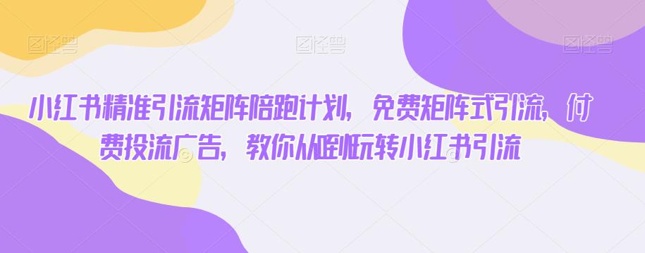 小红书精准引流矩阵陪跑计划，免费矩阵式引流，付费投流广告，教你从0到1玩转小红书引流-萝卜兔资源站