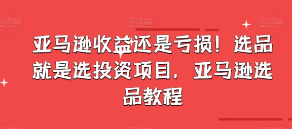亚马逊收益还是亏损！选品就是选投资项目，亚马逊选品教程-萝卜兔资源站