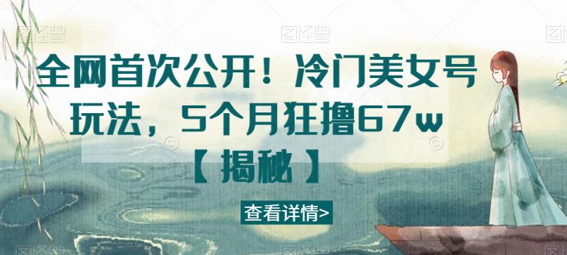 全网首次公开！冷门美女号玩法，5个月狂撸67w【揭秘】-萝卜兔资源站