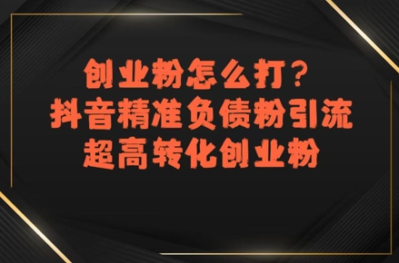 创业粉怎么打？抖音精准负债粉引流，超高转化创业粉-萝卜兔资源站