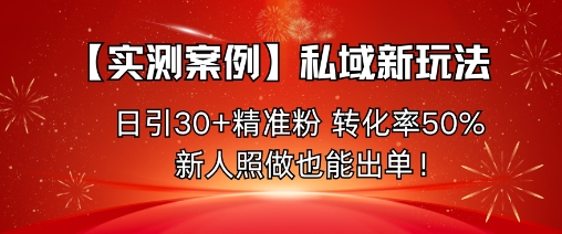 【实测案例】私域新玩法，日引30+精准粉，转化率50%，新人照做也能出单！-萝卜兔资源站