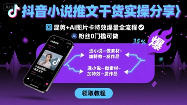 抖音小说推文干货实操分享，混剪+AI图片卡特效爆量全流程，0粉丝0门槛可做-萝卜兔资源站