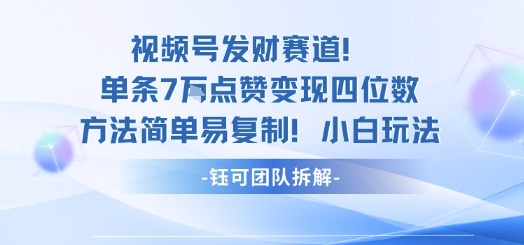 视频号发财赛道单条7W点赞变现四位数方法简单易复制小白玩法-萝卜兔资源站
