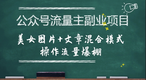 公众号流量主副业项目，美女图片+文章混合模式操作流量爆棚-萝卜兔资源站