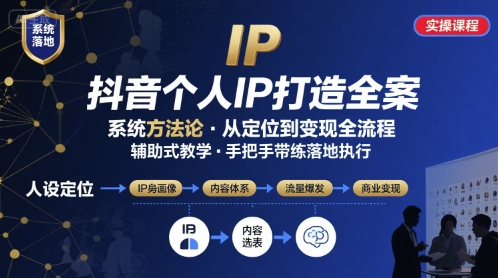 抖音个人IP系统落地实操大课，实操课程，辅助落地-萝卜兔资源站