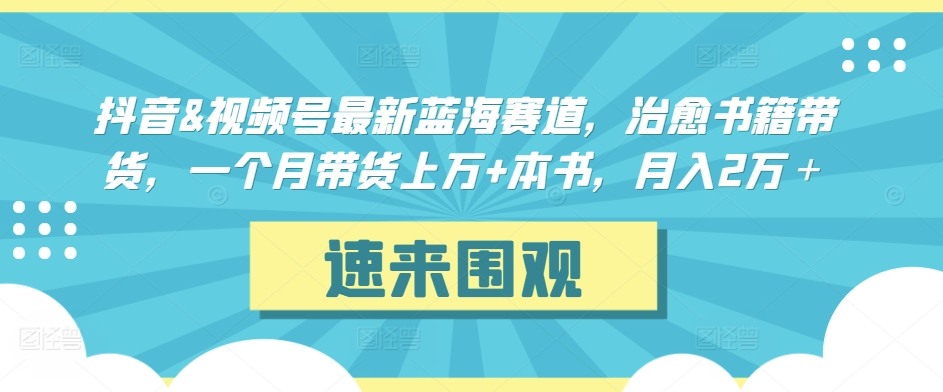 抖音&视频号最新蓝海赛道，治愈书籍带货，一个月带货上万+本书，月入2万＋【揭秘】-萝卜兔资源站