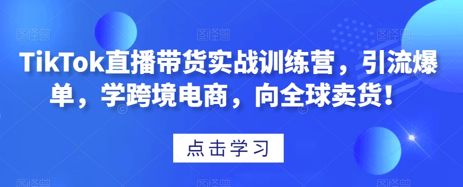 TikTok直播带货实战训练营，引流爆单，学跨境电商，向全球卖货！-萝卜兔资源站