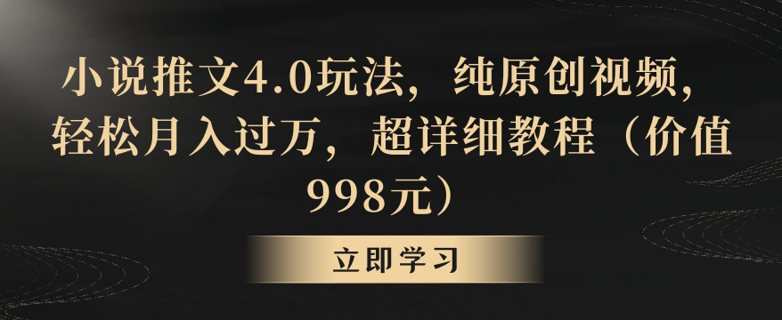 小说推文4.0玩法，纯原创视频，轻松月入过万，超详细教程（价值998元）【揭秘】-萝卜兔资源站