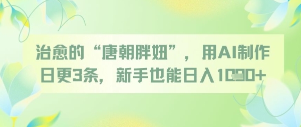 治愈的“唐朝胖妞”，用AI制作日更3条，新手也能日入多张-萝卜兔资源站