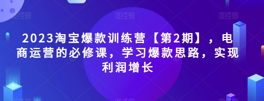 2023淘宝爆款训练营【第2期】，电商运营的必修课，学习爆款思路，实现利润增长-萝卜兔资源站