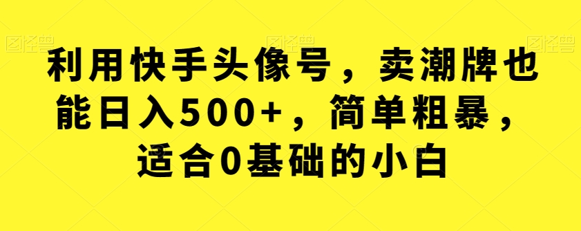 利用快手头像号，卖潮牌也能日入500+，简单粗暴，适合0基础的小白【揭秘】-萝卜兔资源站