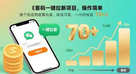 首码一键拉新项目，操作简单，接个验证码就算完成，收益可观， 一小时收益70+【揭秘】-萝卜兔资源站