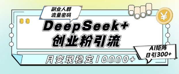 DeepSeek+创业粉精准引流，全新分享课4.0玩法，AI矩阵日引300+，多种变现方式，稳定月入1W-萝卜兔资源站