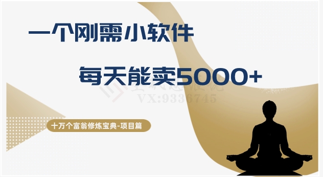 十万个富翁修炼宝典之17.一个刚需小软件，每天能卖5000+-萝卜兔资源站
