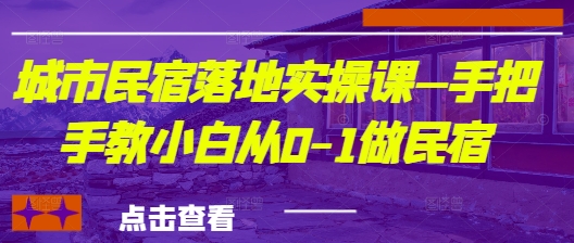 城市民宿落地实操课—手把手教小白从0-1做民宿-萝卜兔资源站