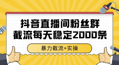 抖音直播间粉丝群暴力截流，一台电脑每天稳定2000条数据，暴力截流+实操 【揭秘】-萝卜兔资源站
