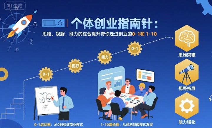 个体创业指南针,思维、视野、能力的综合提升带你走过创业的0-1和1-10【音频】-萝卜兔资源站