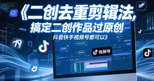 短视频二创去重剪辑法，搞定二创作品过原创，抖音快手视频号都可以-萝卜兔资源站