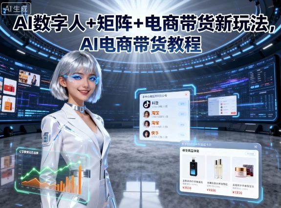 AI数字人+矩阵+电商带货新玩法，AI电商带货教程-萝卜兔资源站
