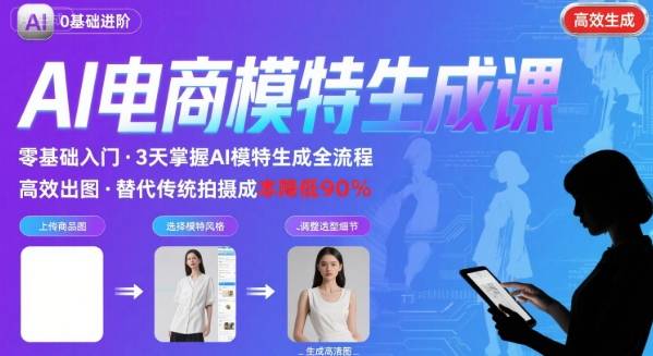 AI模特进阶课程，0基础高效生成逼真电商模特图-萝卜兔资源站