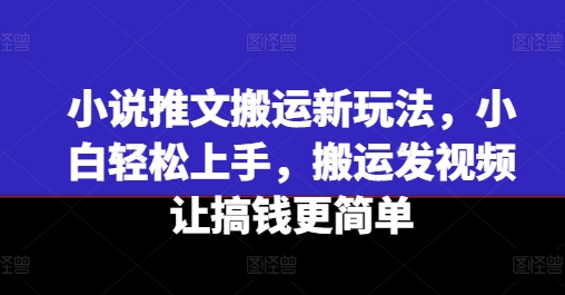 小说推文搬运新玩法，小白轻松上手，搬运发视频让搞钱更简单-萝卜兔资源站
