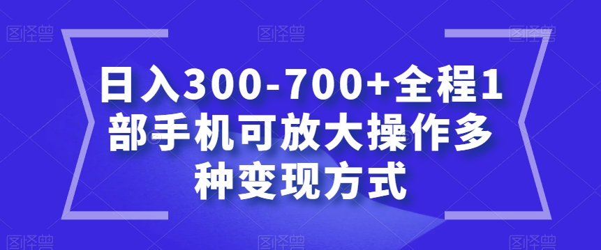 日入300-700+全程1部手机可放大操作多种变现方式【揭秘】-萝卜兔资源站