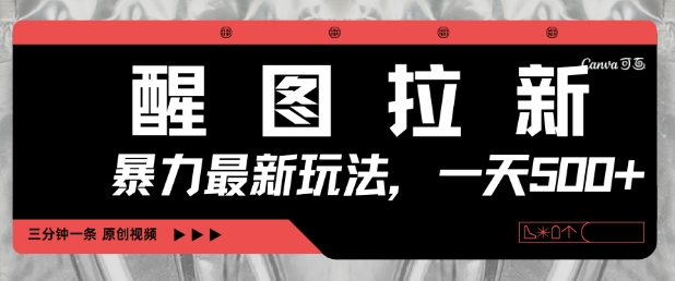 醒图拉新，暴力新玩法，光用手机三分钟制作一条视频，一天轻松5张-萝卜兔资源站