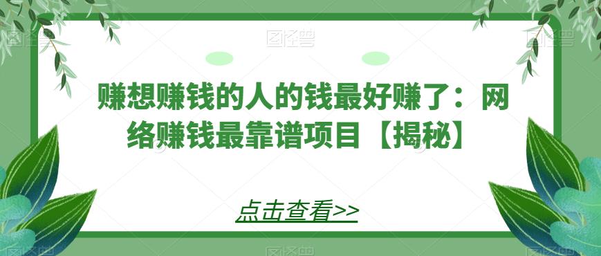 赚想赚钱的人的钱最好赚了：网络赚钱最靠谱项目【揭秘】-萝卜兔资源站
